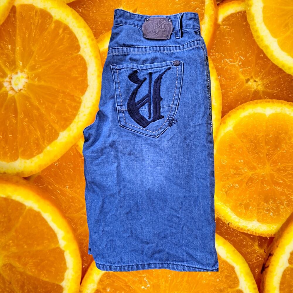 Ecko Unltd Denim Jean Shorts With U on Back Pockets Size 36